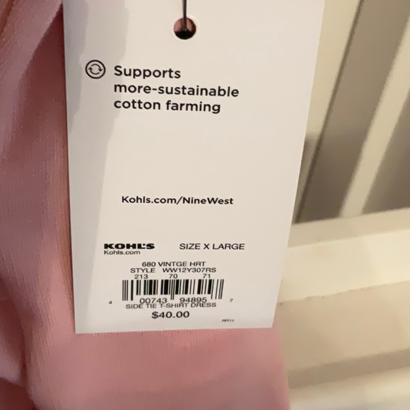 NWT.  NINE WEST size XL Pink cotton polyester pink dress - Picture 3 of 4